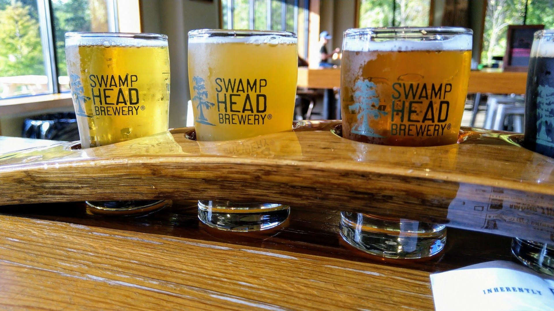 Tasting paddle at Swamphead Brewery